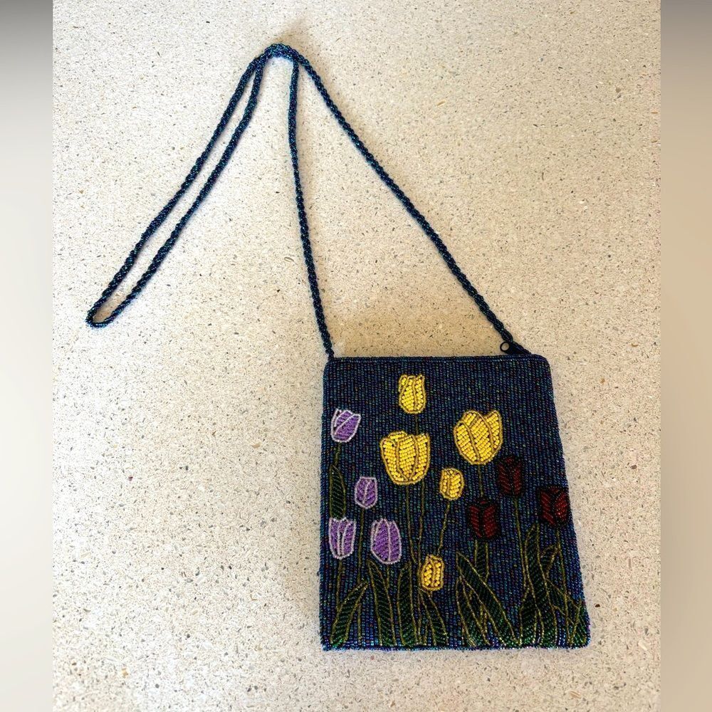 Floral Beaded Crossbody Bag by Ermo